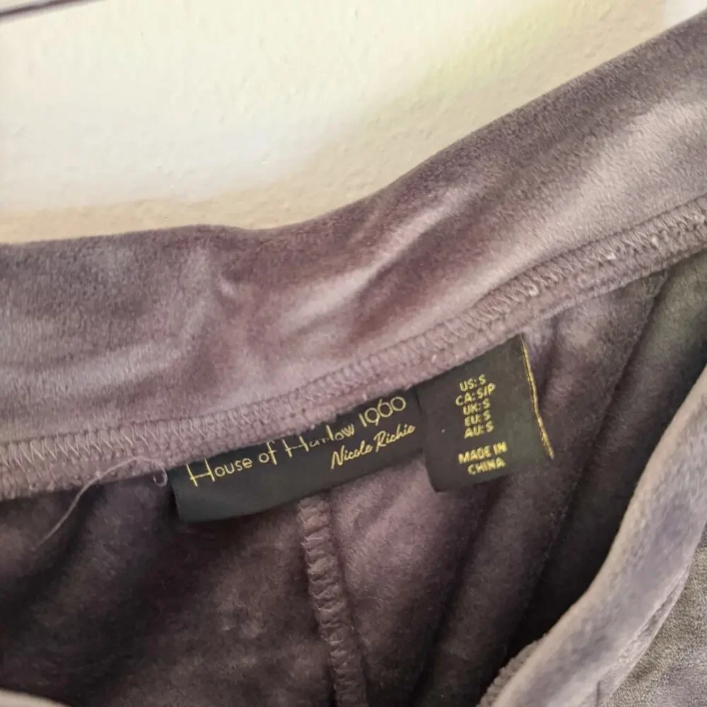 House of Harlow 1960 Velour Jogger Pants Gray Lounge Casual Size S